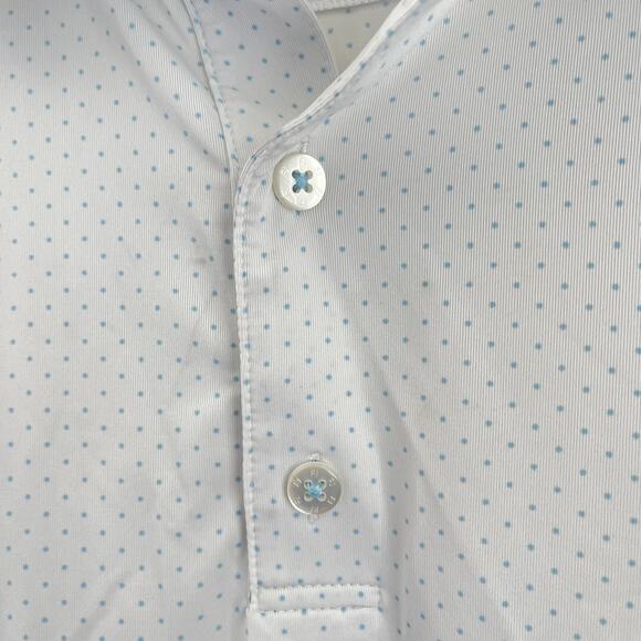 FootJoy Men Golf Polo Shirt Sz Large White Blue Dot Performance Moisture Wicking - Picture 5 of 8